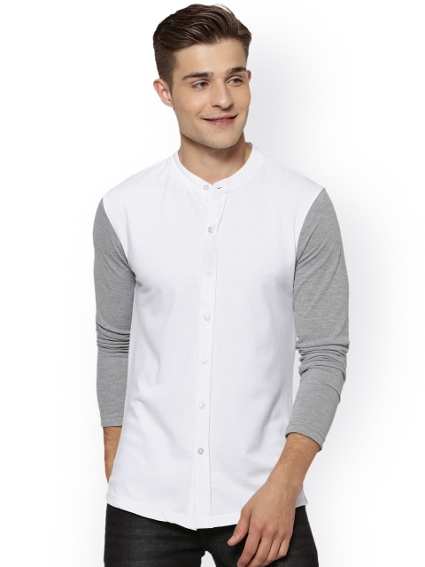 

Campus Sutra Men White & Grey Regular Fit Colourblocked Casual Shirt