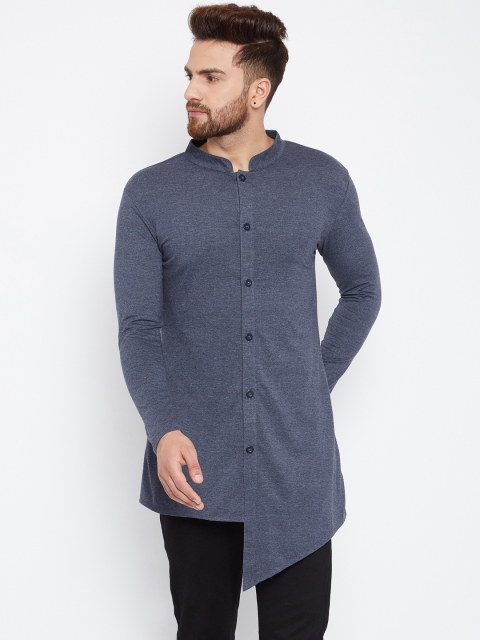 

Hypernation Men Grey Solid Straight Kurta