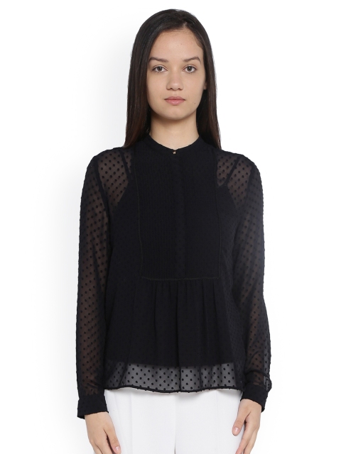 

Van Heusen Woman Women Black Self Design Top