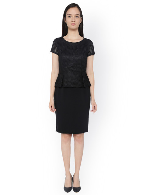 

Van Heusen Woman Women Black Jacquard Design Peplum Dress