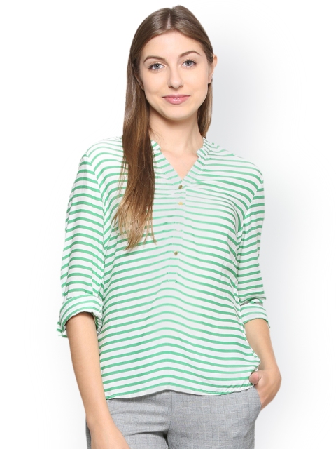 

Van Heusen Woman Women Green & White Striped Top