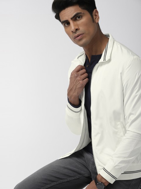 

Indian Terrain Men White Solid Jacket