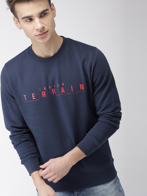 

Indian Terrain Men Navy Blue Printed Sweatshirt