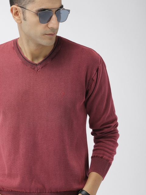 

Indian Terrain Men Burgundy Solid Pullover Sweater