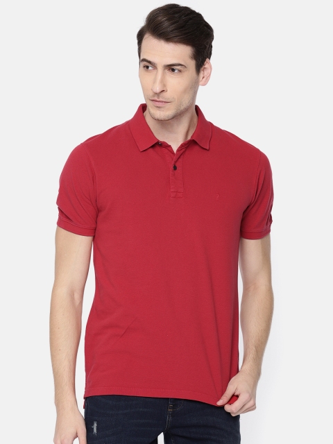 

Indian Terrain Men Red Solid Polo Collar T-shirt