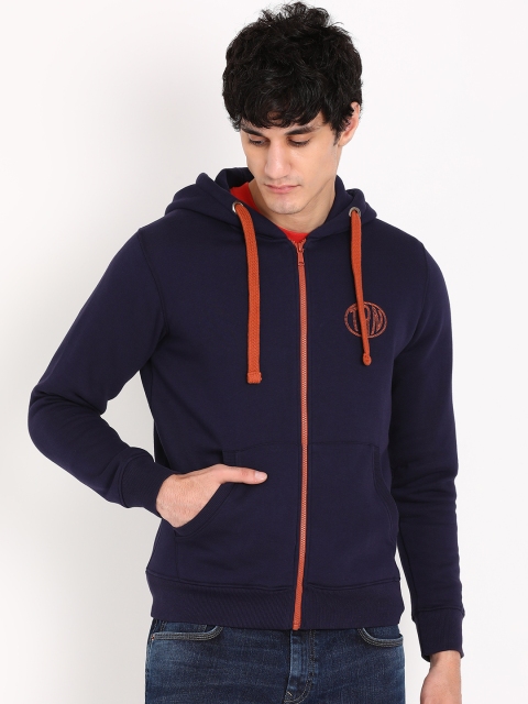 

Indian Terrain Men Navy Blue Solid Front-Open