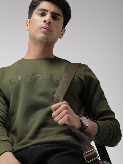 

Indian Terrain Men Olive Green Printed Sweatshirt