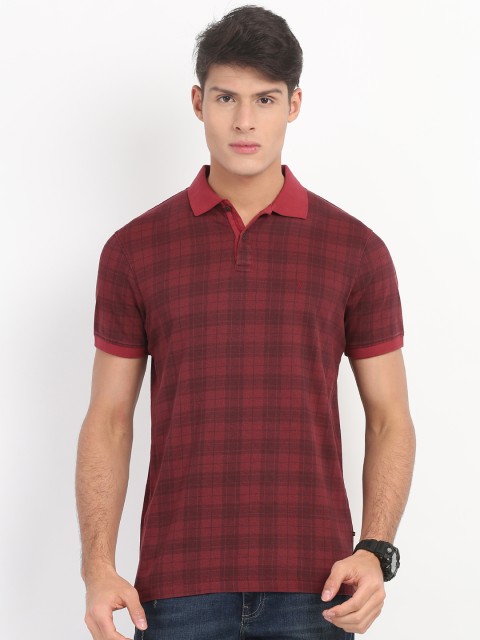 

Indian Terrain Men Maroon Checked Polo Collar T-shirt