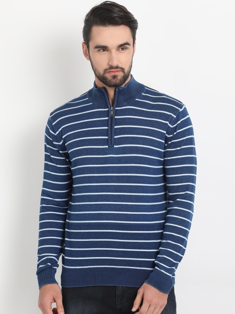 

Indian Terrain Men Blue & White Striped Pullover