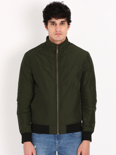 

Indian Terrain Men Olive Green Solid Bomber Jacket