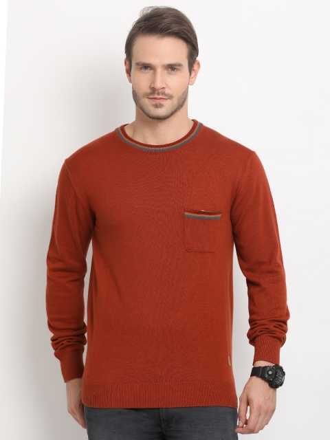 

Indian Terrain Men Rust Solid Pullover