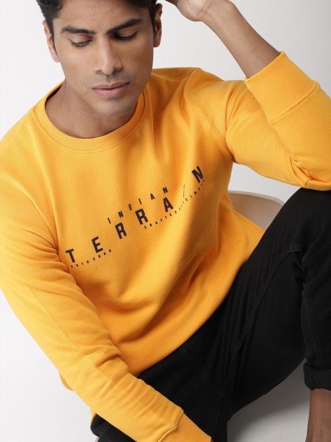 

Indian Terrain Men Yellow Printed Sweatshirt