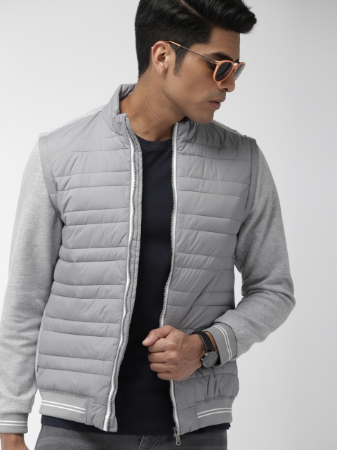 

Indian Terrain Men Grey Solid Jacket