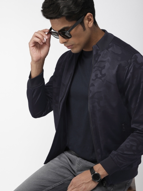 

Indian Terrain Men Navy Blue Camouflage Printed Jacket