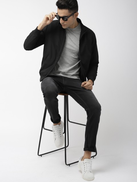 

Indian Terrain Men Black Solid Jacket