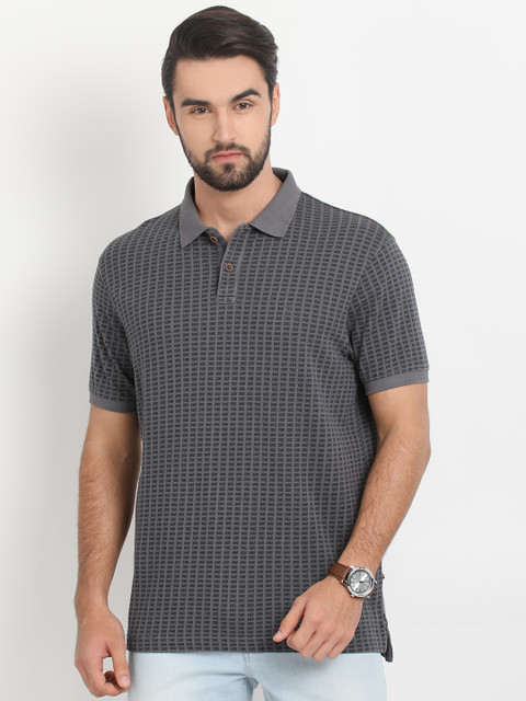 

Indian Terrain Men Grey Printed Polo Collar T-shirt