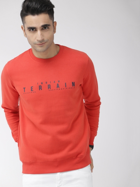 

Indian Terrain Men Orange Printed Sweatshirt