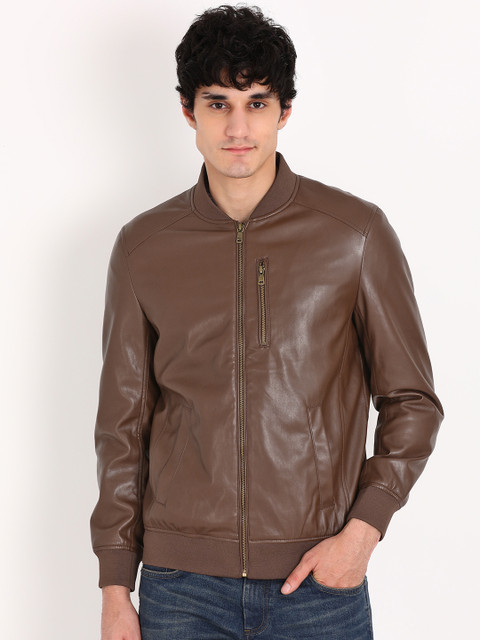 

Indian Terrain Men Brown Solid Bomber Jacket