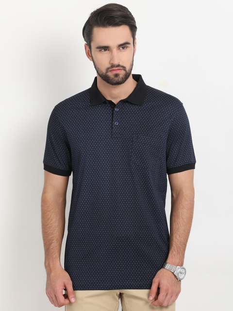 

Indian Terrain Men Navy Blue Printed Polo Collar T-shirt