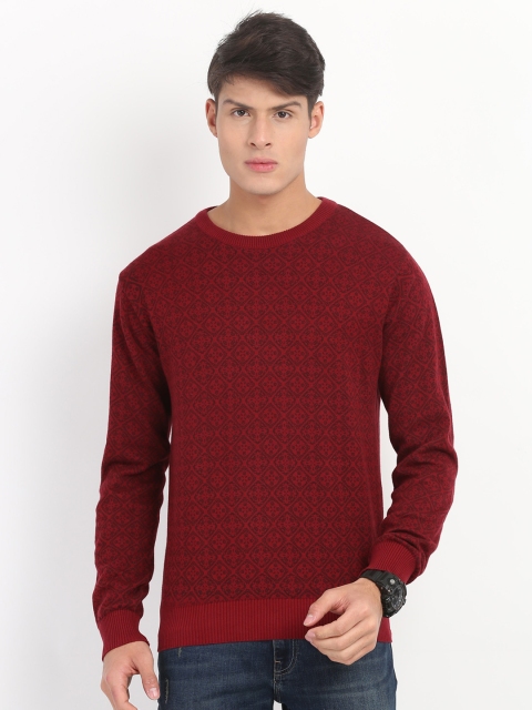

Indian Terrain Men Maroon Printed Pullover