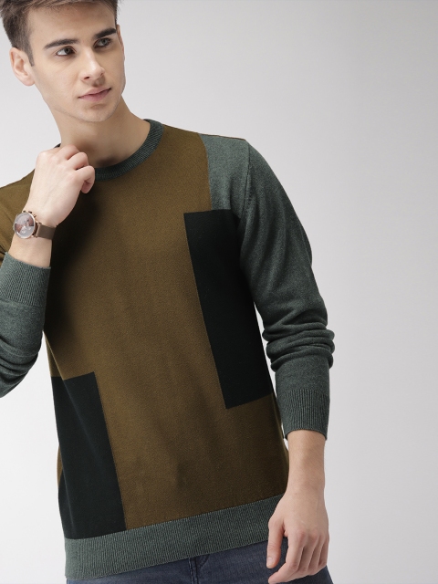 

Indian Terrain Men Brown & Grey Colourblocked Pullover Sweater