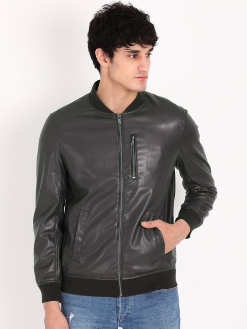 

Indian Terrain Men Grey Solid Bomber Jacket