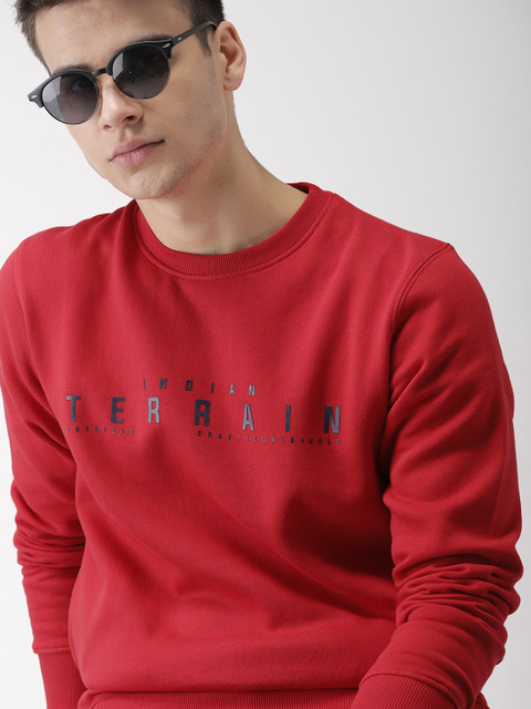 

Indian Terrain Men Red Printed Sweatshirt