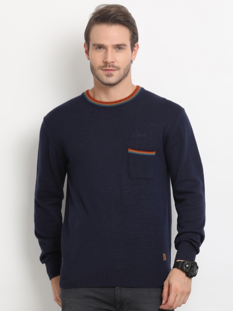 

Indian Terrain Men Navy Blue Solid Pullover