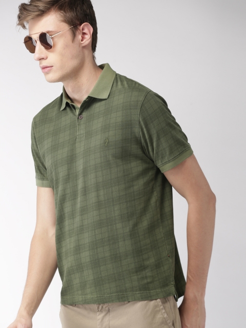 

Indian Terrain Men Green Checked Polo Collar Pure Cotton T-shirt