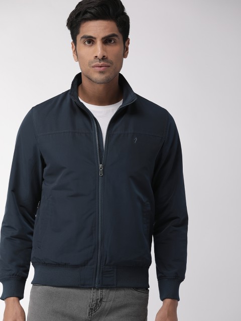 

Indian Terrain Men Solid Bomber Jacket, Navy blue