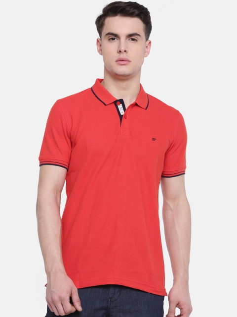 

t-base Men Red Solid Polo Collar T-shirt