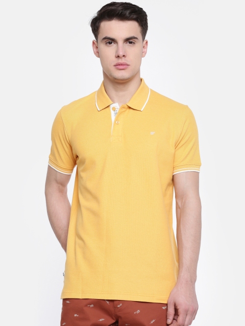 

t-base Men Yellow Solid Polo Collar T-shirt