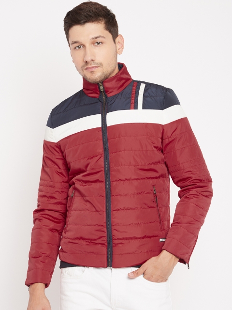 

Duke Men Red & Navy Blue Colourblocked Padded Jacket
