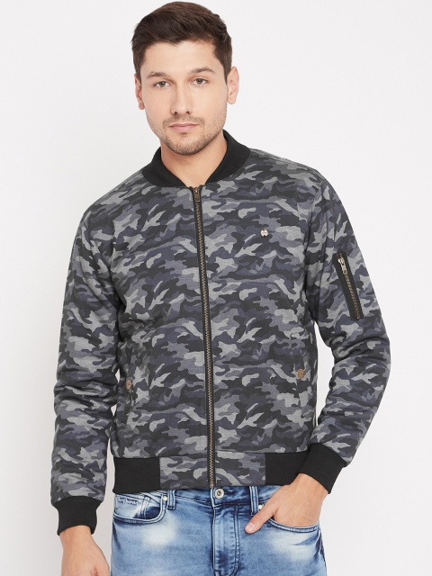 

Duke Men Grey Camouflage Print Bomber Jacket