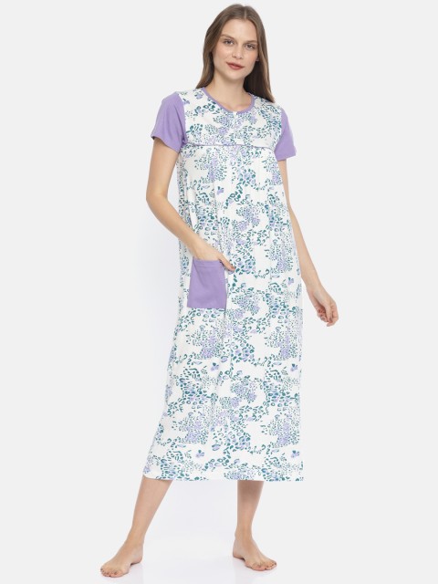 

Slumber Jill Women Violet & White Printed Nightdress