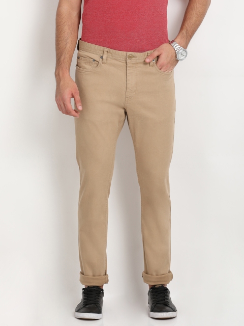

Indian Terrain Men Beige Slim Fit Solid Regular Trousers