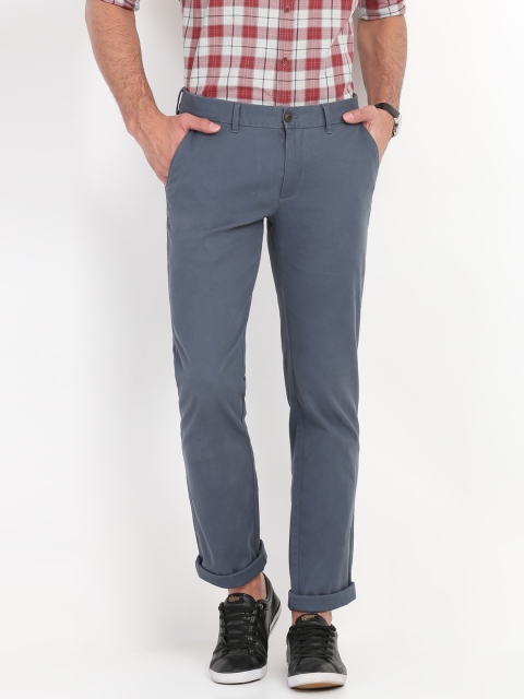 

Indian Terrain Men Blue Brooklyn Slim Fit Solid Regular Trousers