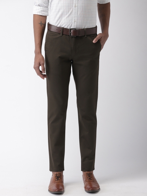 

Indian Terrain Men Olive Green Brooklyn Slim Fit Solid Trousers