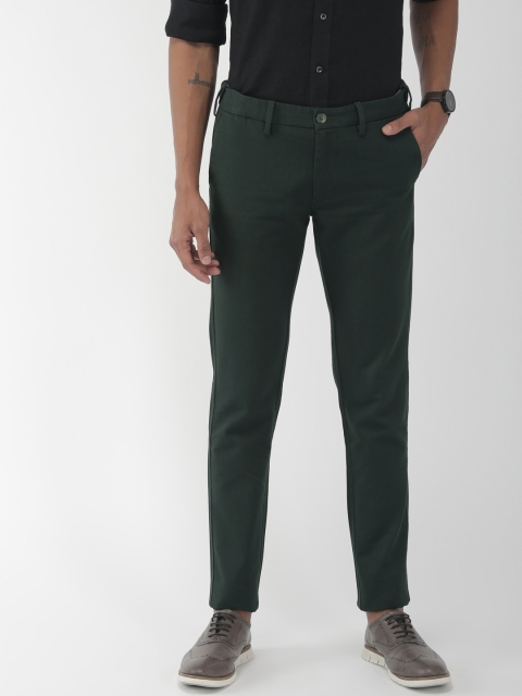 

Indian Terrain Men Green Brooklyn Slim Fit Solid Regular Trousers