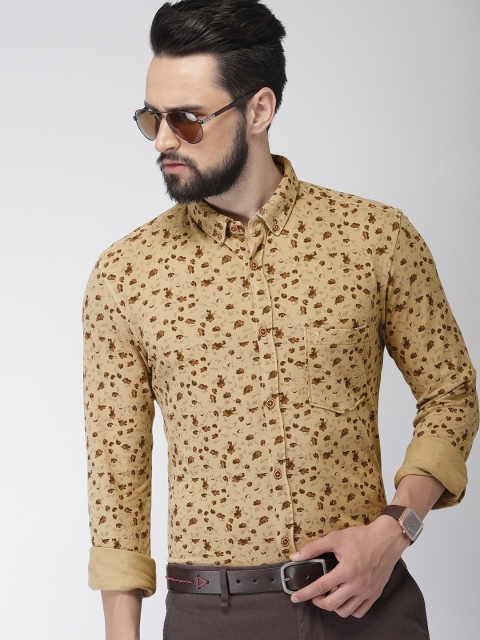 

Indian Terrain Men Khaki Brown Chiseled Slim Fit Printed Smart Casual Shirt