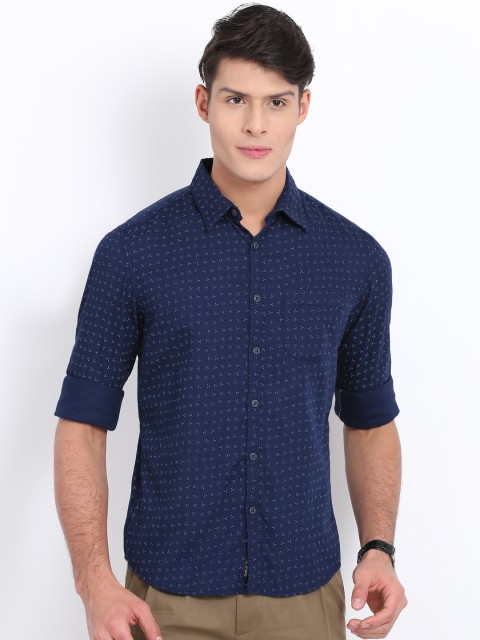 

Indian Terrain Men Navy Blue Regular Fit Printed Casual Shirt