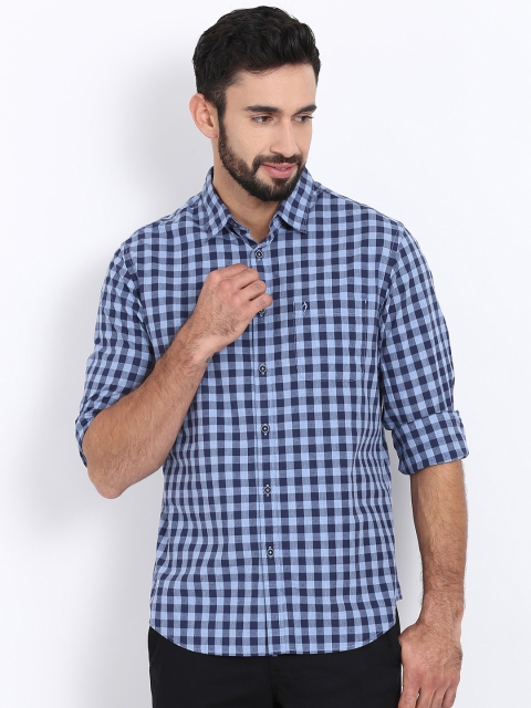 

Indian Terrain Men Blue Regular Fit Checked Casual Shirt