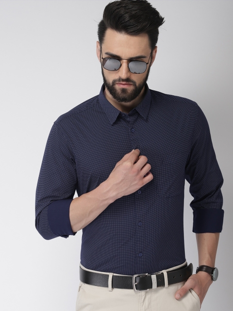 

Indian Terrain Men Navy Blue Regular Fit Printed Smart Casual Shirt