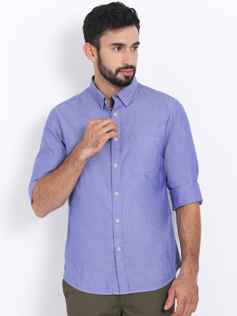 

Indian Terrain Men Blue Regular Fit Solid Casual Shirt