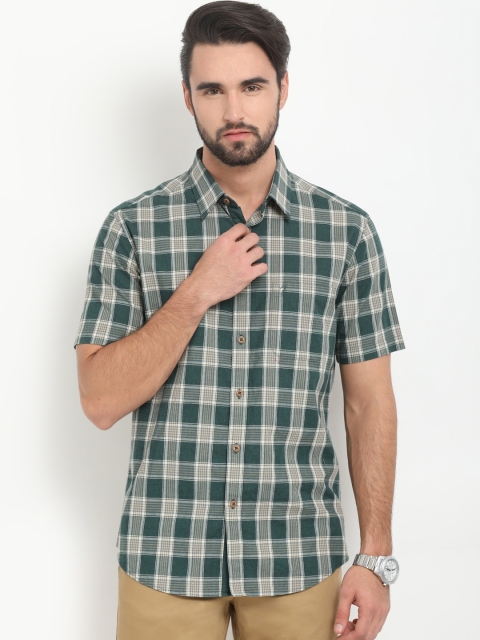 

Indian Terrain Men Green & Beige Regular Fit Checked Casual Shirt