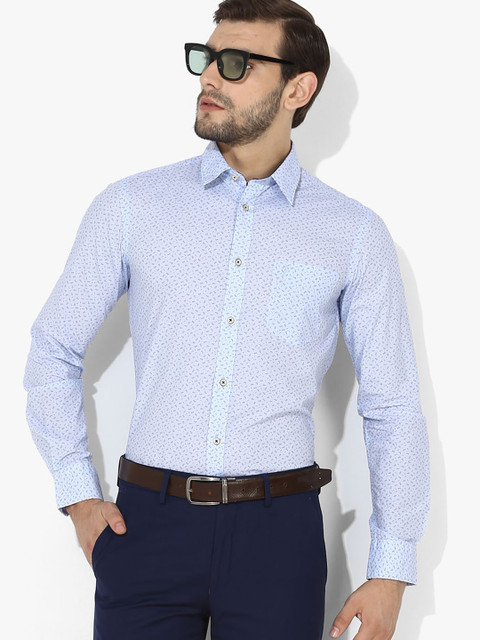 

Indian Terrain Men Blue Regular Fit Printed Formal Shirt