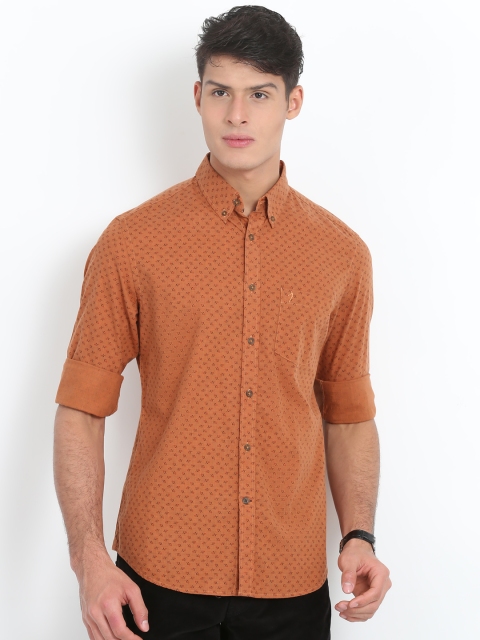 

Indian Terrain Men Rust Regular Fit Floral Print Casual Shirt