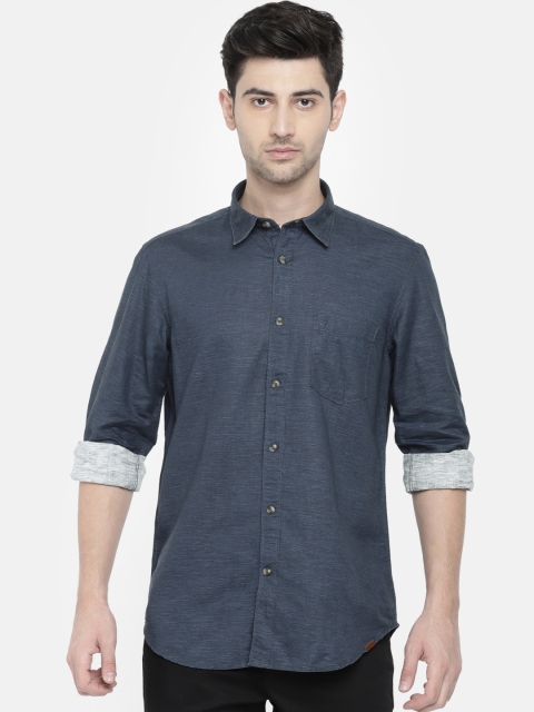 

Indian Terrain Men Blue Slim Fit Solid Casual Shirt