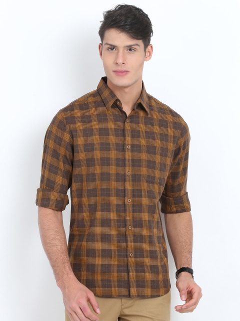 

Indian Terrain Men Brown & Mustard Regular Fit Checked Casual Shirt