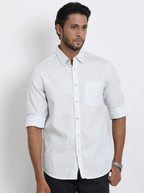 

Indian Terrain Men White & Blue Regular Fit Printed Casual Shirt